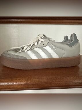 adidas Samba Low-Profile Sneaker in Gray, White & Gum